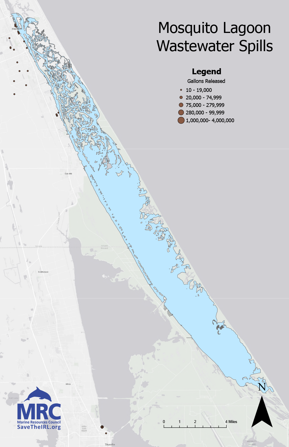 ML-2025-WW Mosquito Lagoon Wastewater Spills: 2025 MRC Indian River Lagoon Report